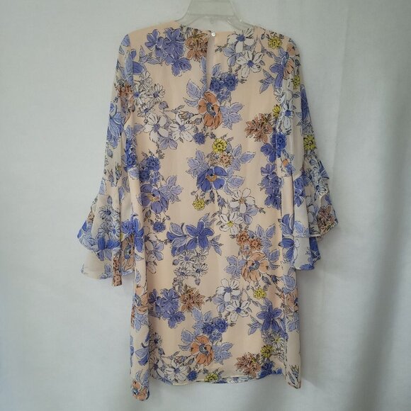 Nanette Lepore Dress Womens 4 Pink Floral Print Bella Donna‎ Ruffle Bell Sleeve - Picture 8 of 12